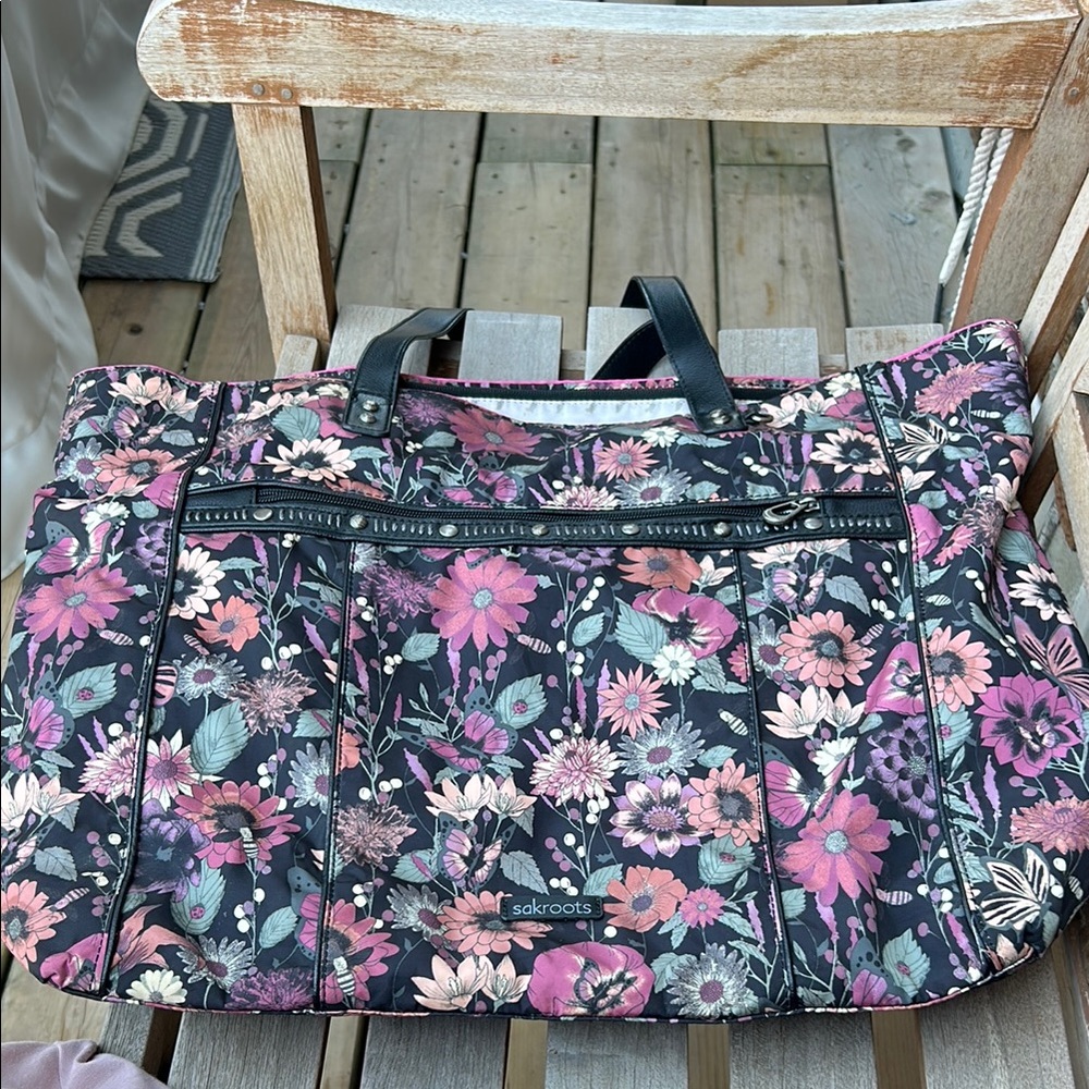 Sakroots Floral Tote Bag - Black and Pink